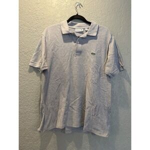 Lacoste Mens Classic Fit Polo Shirt Gray Short Sleeve Cotton Pique Logo 5 US L